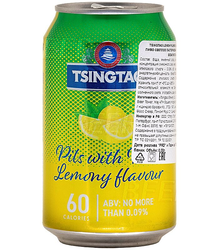 Циндао Лимон Пилснер Б/А/Tsingtao Lemon Pilsner 0,33л.*24